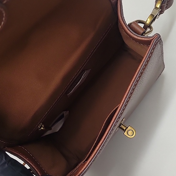 NWT Fossil Ainsley Small Flap Crossbody handbag Medium Brown Leather SHB3070210 - Picture 14 of 17